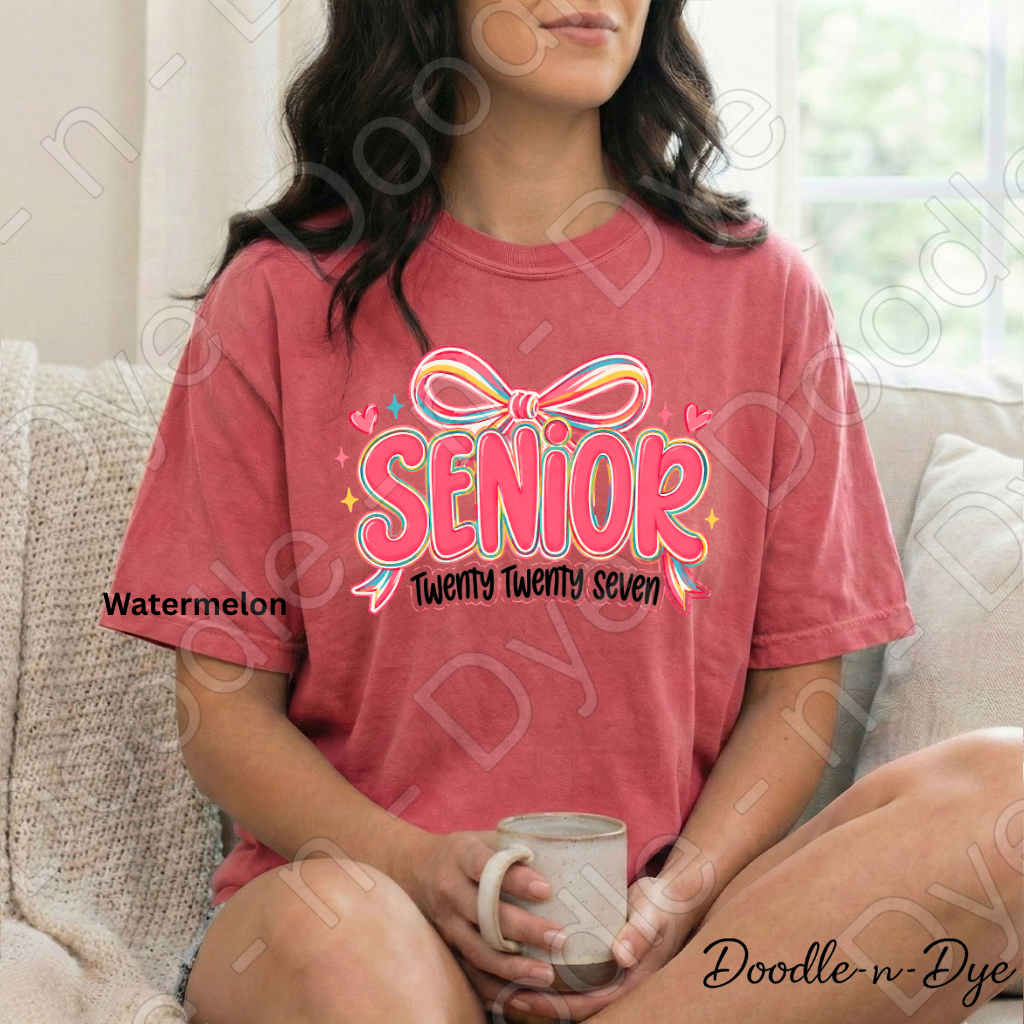 Senior 2027 Shirt Class of 2027 Comfort Colors® T-Shirt | Cute Coquette GO Senior Year Tee | Graduation Shirt | Senior Gift