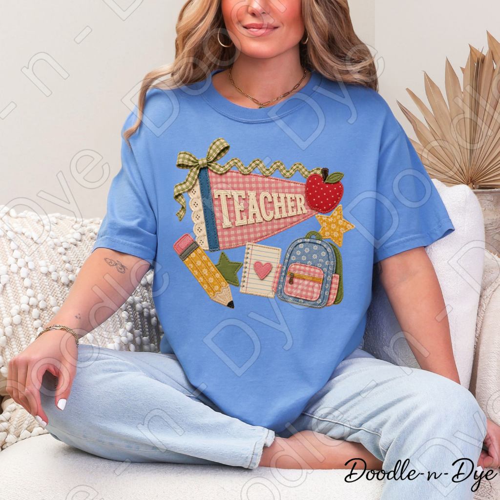 Vintage Teacher Shirt | Back to School Comfort Colors Tee | Retro Patchwork Teacher Graphic Tee | Cute Teacher Gift | Comfort Colors 1717