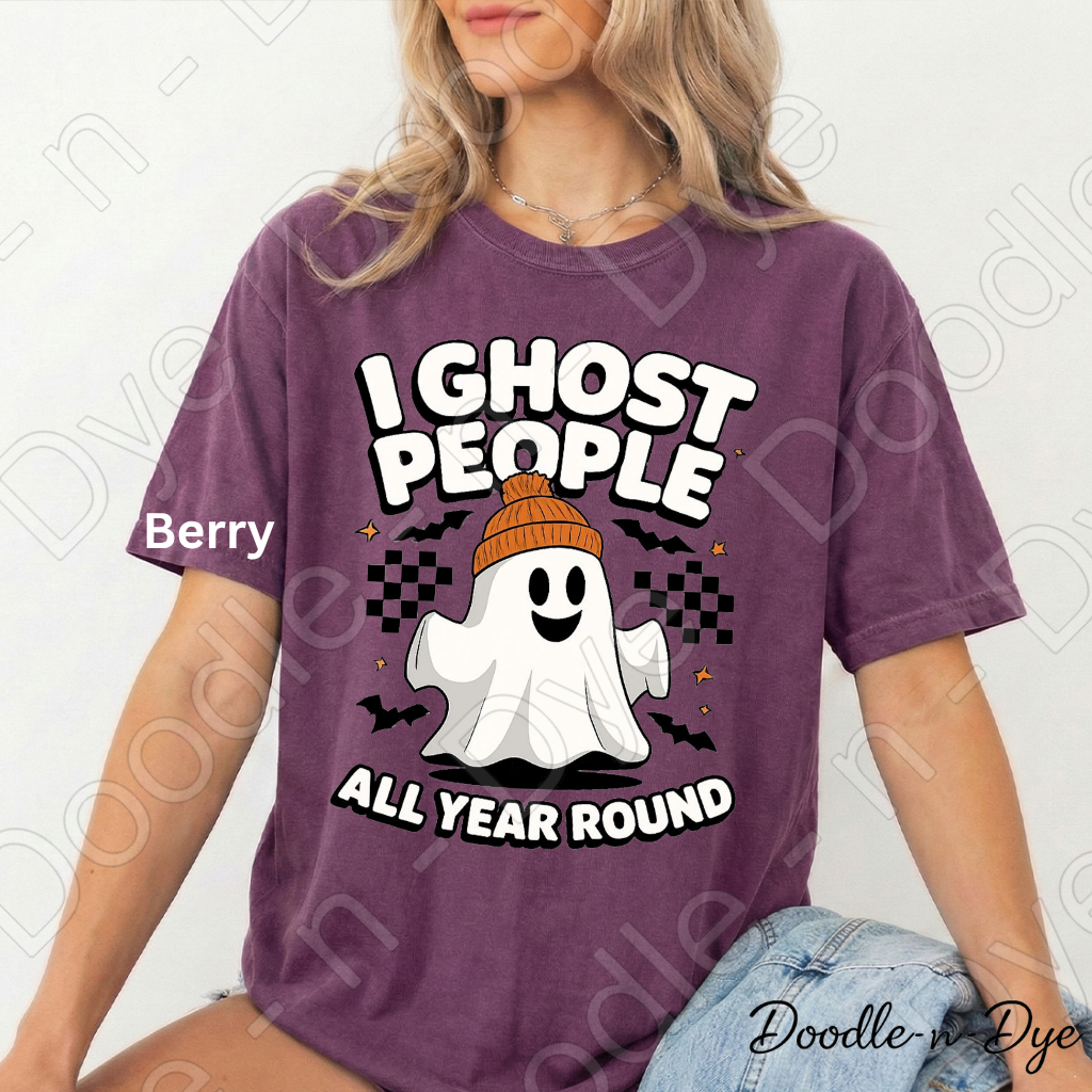I Ghost People All Year Round Shirt, Funny Ghost Halloween Tee, Comfort Colors Ghost Shirt, Introvert Humor Shirt, Cute Spooky Season Tee, Ghost Lover Gift