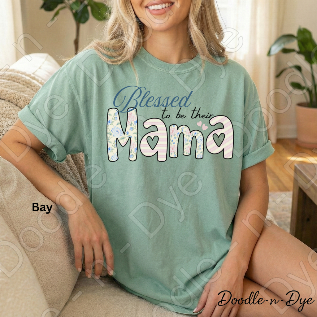 Blessed to Be Their Mama Shirt – Floral Comfort Colors Mom Tee - Mother's Day T-Shirt - Gift for Her
