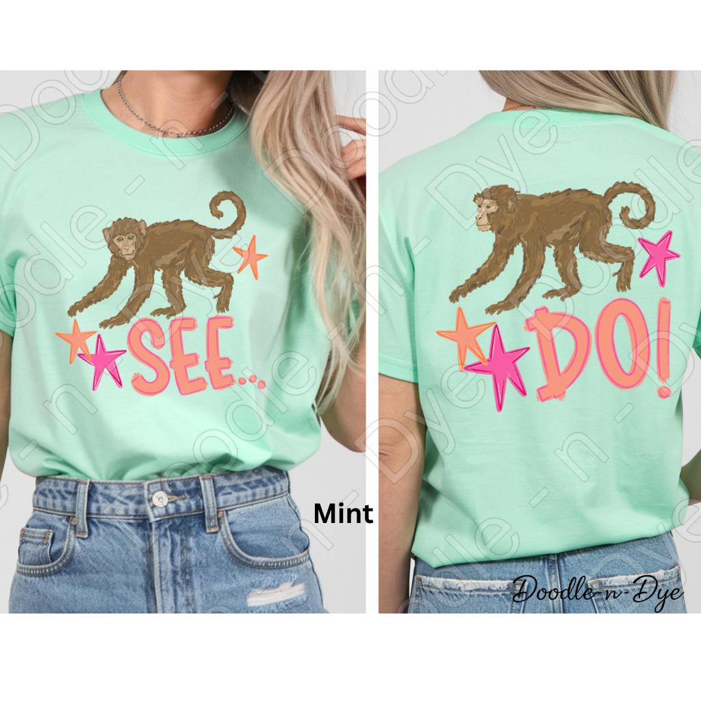 Monkey See Monkey Do Teacher Tee, Bella & Canvas Funny Shirt, Vintage Dad Joke T-Shirt, Monkey Design Tee