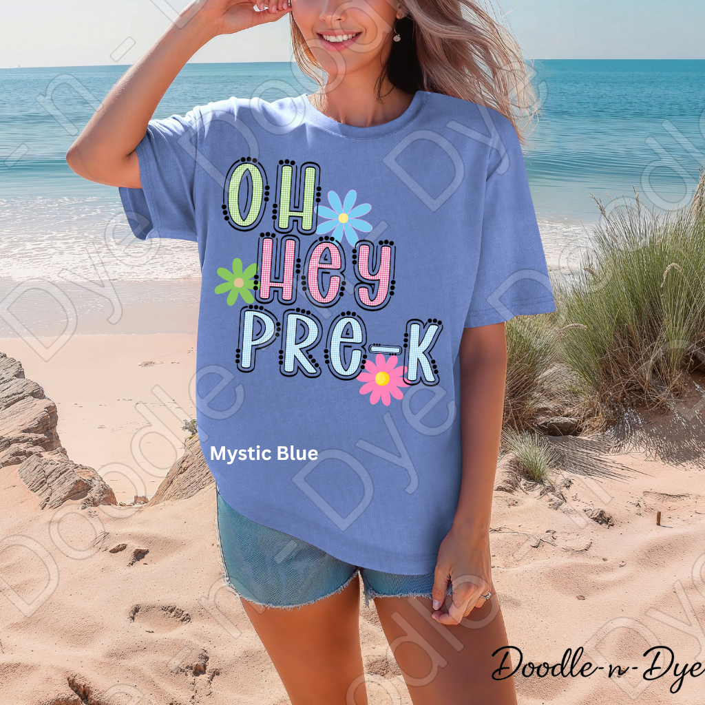 Pre-K Teacher Shirt, Pre-K Comfort Colors Teacher Tee, Doodle-n-Dye Original Design, Grade Level Pre-K Teacher Shirt, Preschool Teacher Gift, Back to School Teacher Tee