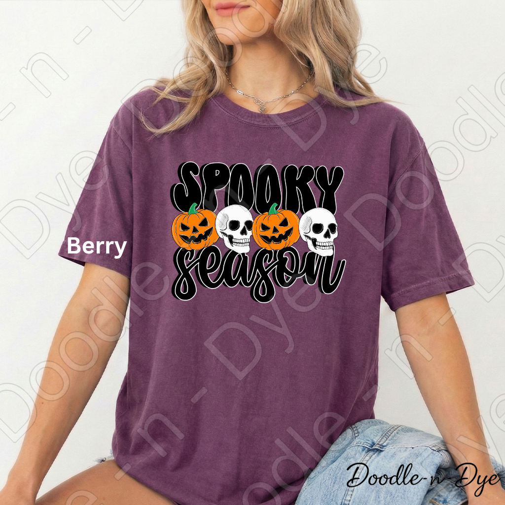 Spooky Season Shirt, Halloween Pumpkin Skull Tee, Comfort Colors Halloween Shirt, Cute Spooky Fall Graphic Tee, October Pumpkin Shirt
