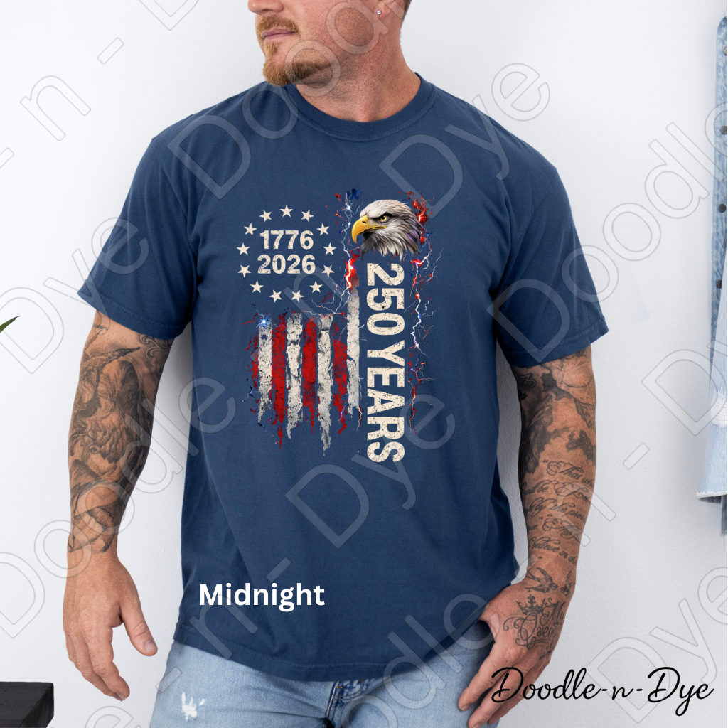 America 250 Anniversary Comfort Colors Tee, 1776-2026 July 4th Shirt, Bald Eagle Patriotic T-Shirt