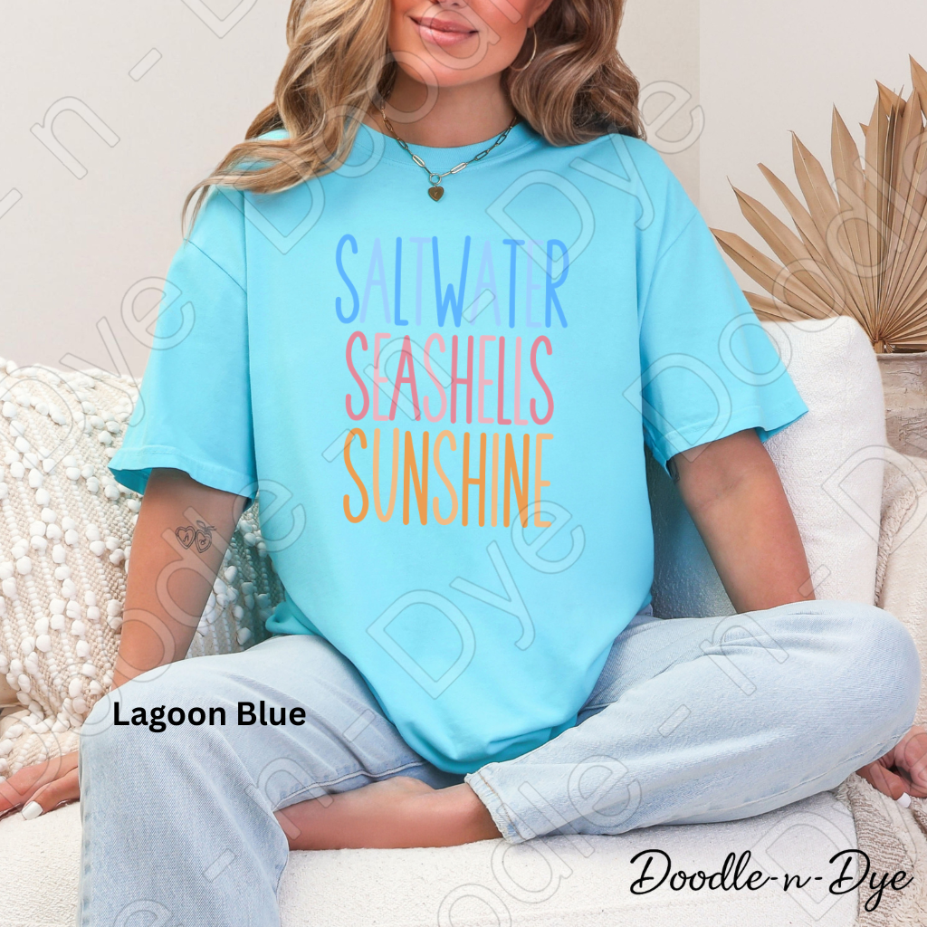 Saltwater Seashells Sunshine Shirt – Comfort Colors Beach Tee - Matching Family Tees
