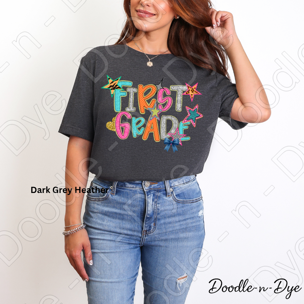 First Grade Teacher Bella & Canvas Tee, Back to School Teacher & Student Tee, Meet‑the‑Teacher & Classroom Photos, Beginning of School First Grade Teacher Shirt, Gift for Teacher
