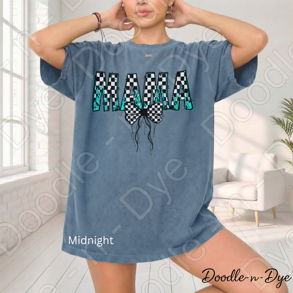 Mama Checkered Leopard Bow Shirt – Trendy Comfort Colors Mom Tee - Mother's Day Gift