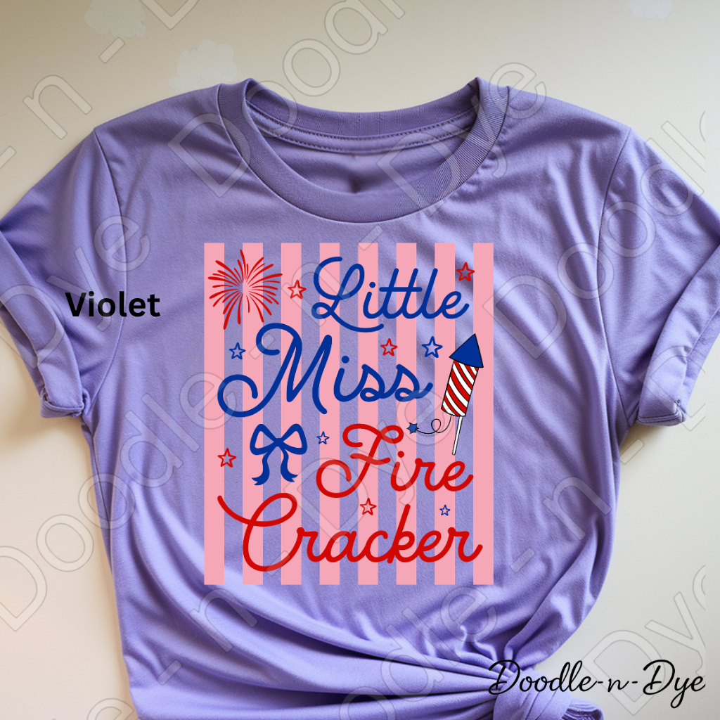 Youth 4th of July Comfort Colors Tee, Little Miss Firecracker Shirt, Patriotic Kids T Shirt, Red White & Blue Tee,