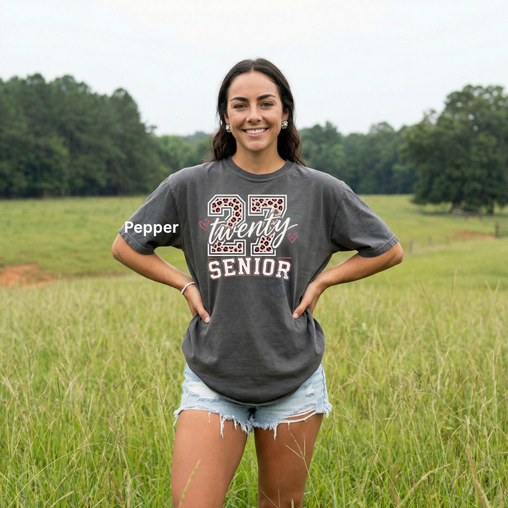 Senior 2027 Cheetah Print Shirt | Class of 2027 Comfort Colors® T-Shirt | Pink Senior Year Tee | Cute Graduation Shirt | Senior Gift for Her