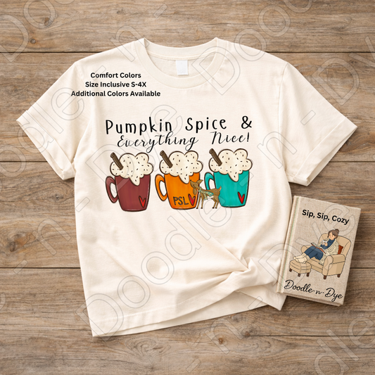 Pumpkin Spice & Everything Nice Shirt | Comfort Colors 1717 | PSL Fall Tee | Pumpkin Spice Latte Shirt | Cozy Autumn Graphic Tee