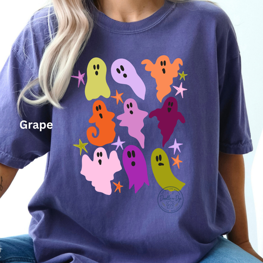 Cute Colorful Ghost Shirt | Comfort Colors® Halloween T-Shirt | Fall Spooky Season Ghost Tee | Pastel Halloween Shirt | Cute Ghost Graphic Tee