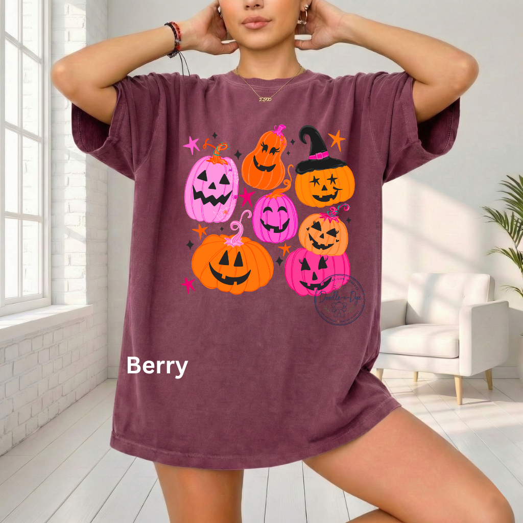 Cute Halloween Pumpkin Shirt | Comfort Colors® 1717 Jack O Lantern T-Shirt | Fall Colorful Pumpkin Graphic Tee | Spooky Season Shirt