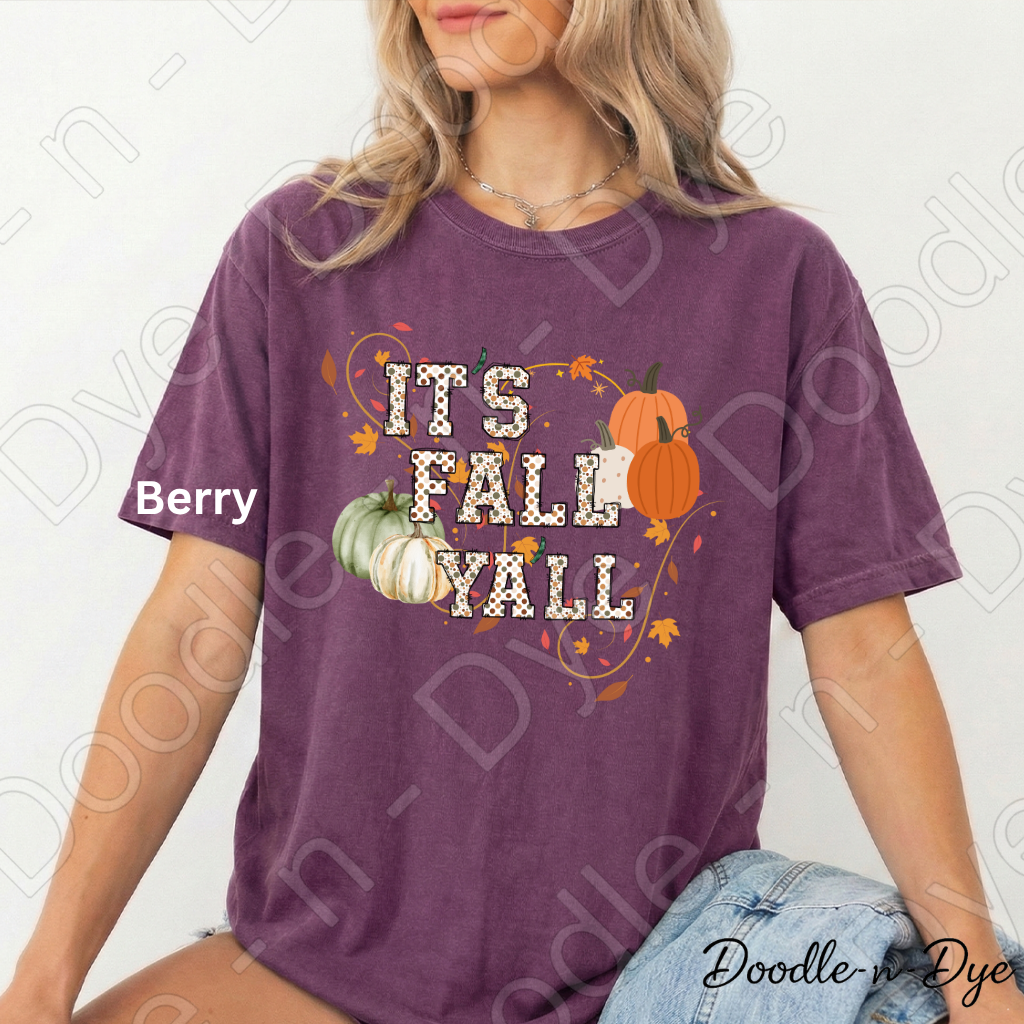 It's Fall Y'all Shirt, Doodle-n-Dye Original, Comfort Colors Fall Tee, Pumpkin Autumn Shirt, Farmhouse Fall Graphic Tee