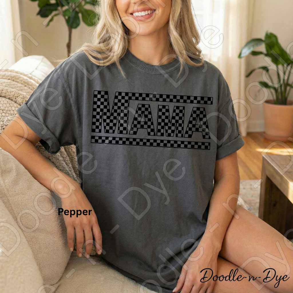 Retro MAMA Comfort Colors Tee, Mother's Day Shirt, Checkered MAMA Graphic T-Shirt, Gift for Her