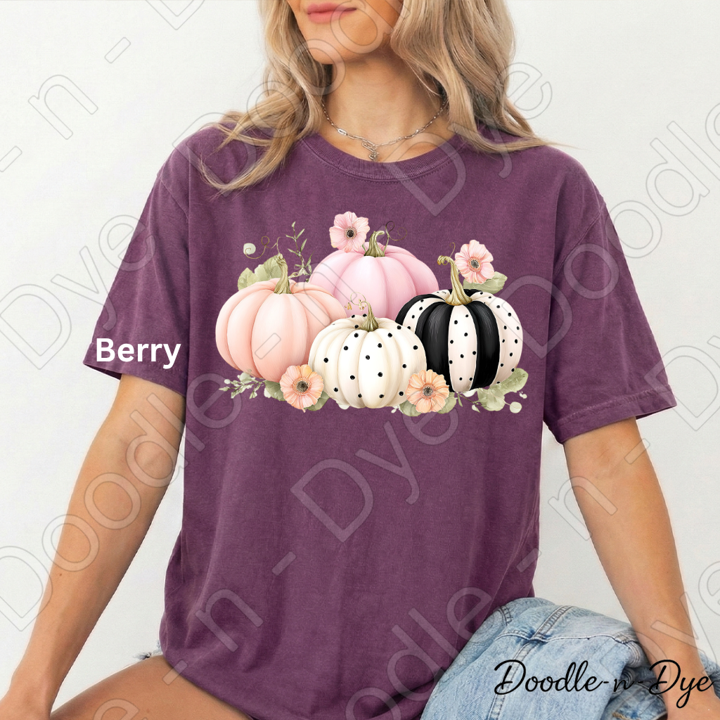 Shabby Chic Pumpkin Shirt, Pink Pumpkin Farmhouse Tee, Comfort Colors Fall Shirt, Cottagecore Pumpkin Shirt, Floral Autumn Graphic Tee
