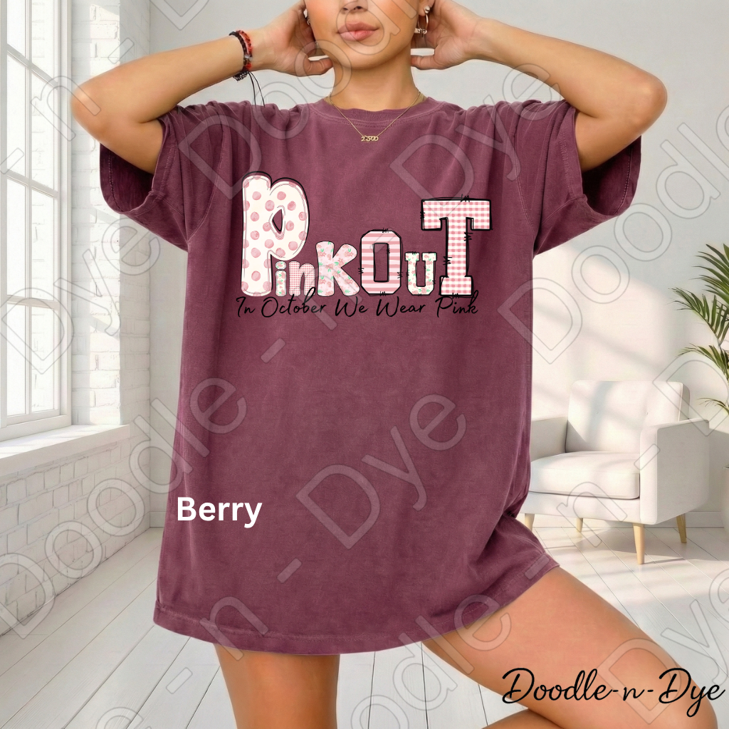Pink Out – In October We Wear Pink | Original Breast Cancer Awareness Comfort Colors® T-Shirt | Pink Ribbon Survivor Support Tee