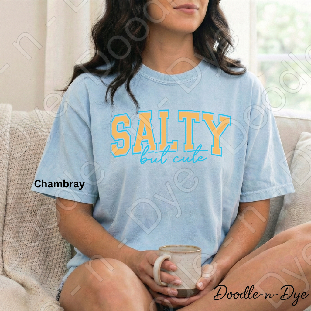 Salty But Cute Shirt – Bright Comfort Colors Summer Tee - Beach Vacation T-Shirt