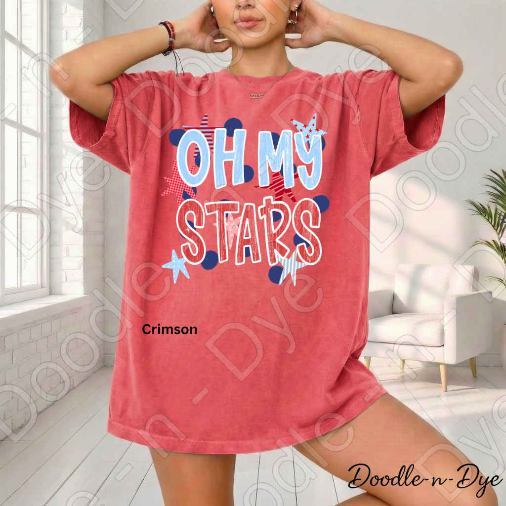 Oh My Stars Patriotic Shirt – Comfort Colors Red White & Blue Tee for 4th of July, Summer Events, Parades & Americana Outfits, 250th Anniversary Tee