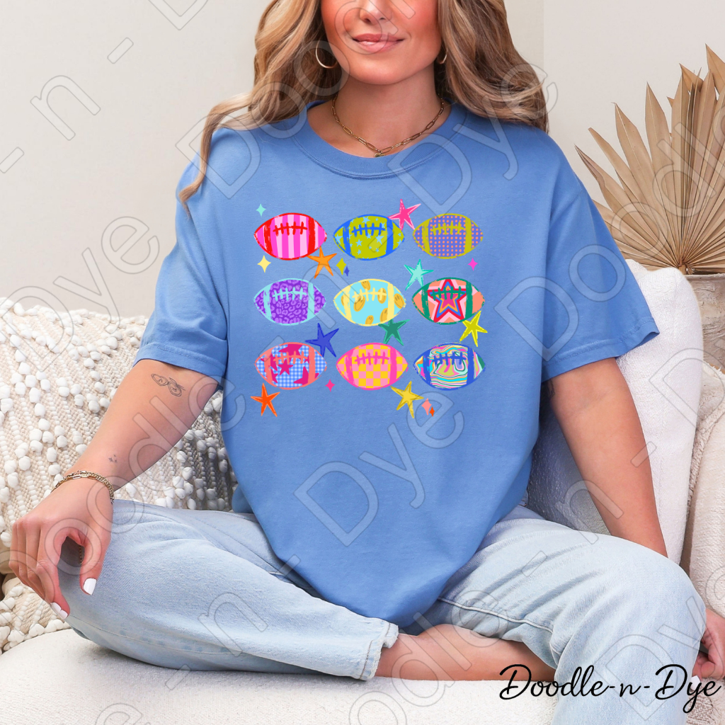 Colorful Football Shirt | Retro Game Day Comfort Colors Tee | Football Lover Graphic Shirt | Women's Football Season Tee | Comfort Colors Fall Football Tee