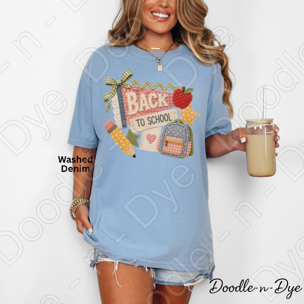 Retro Back to School Shirt | Vintage School Comfort Colors Tee | Cute Teacher Shirt | First Day of School Tee | Patchwork School Graphic Shirt