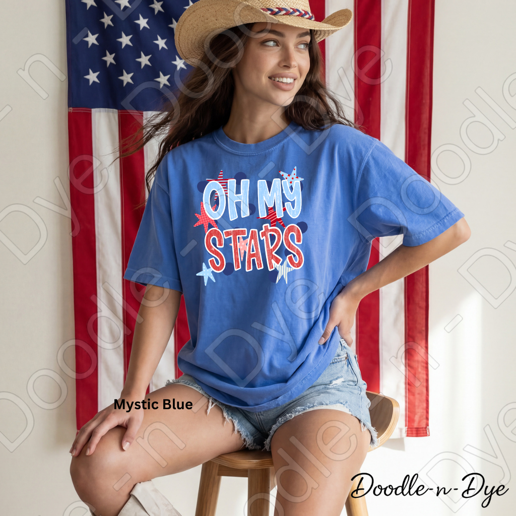 Oh My Stars Patriotic Shirt – Comfort Colors Red White & Blue Tee for 4th of July, Summer Events, Parades & Americana Outfits, 250th Anniversary Tee