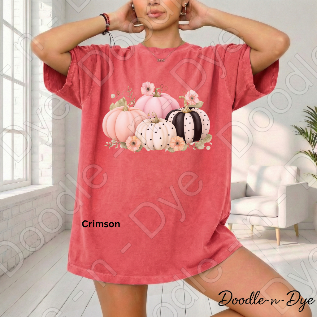 Shabby Chic Pumpkin Shirt, Pink Pumpkin Farmhouse Tee, Comfort Colors Fall Shirt, Cottagecore Pumpkin Shirt, Floral Autumn Graphic Tee