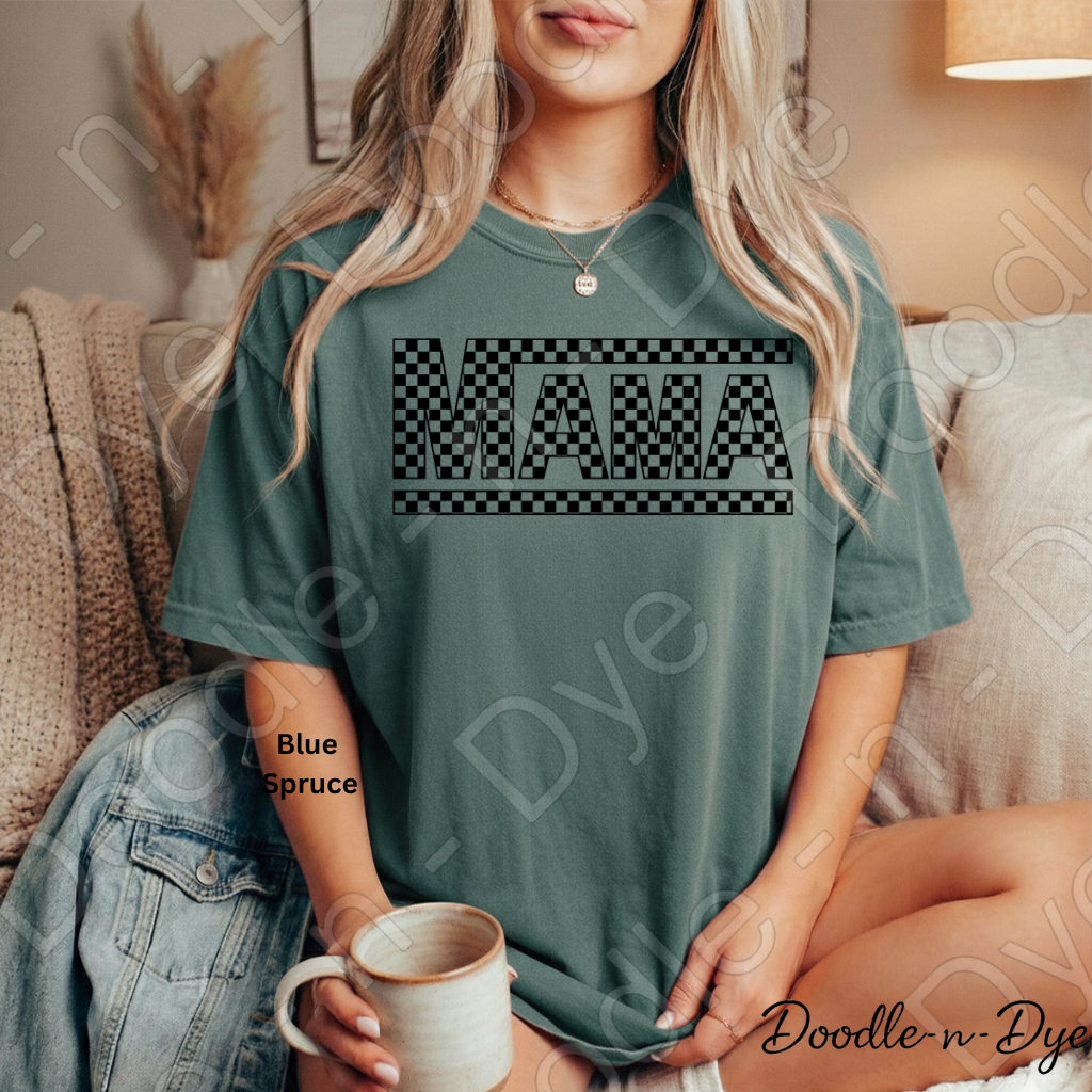 Retro MAMA Comfort Colors Tee, Mother's Day Shirt, Checkered MAMA Graphic T-Shirt, Gift for Her