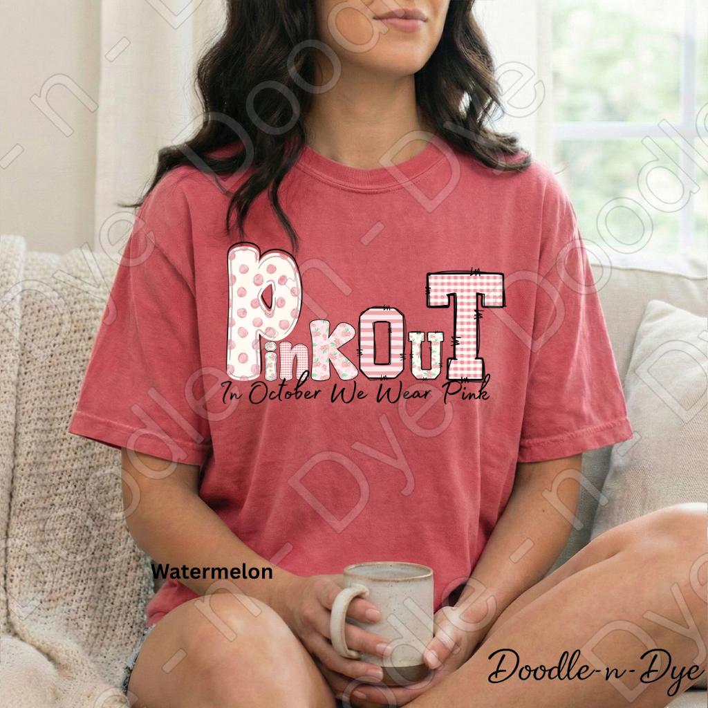 Pink Out – In October We Wear Pink | Original Breast Cancer Awareness Comfort Colors® T-Shirt | Pink Ribbon Survivor Support Tee
