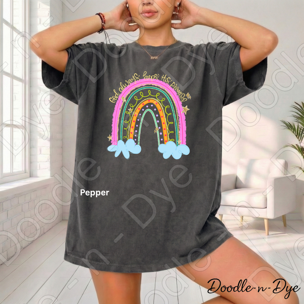 God Always Keeps His Promises Shirt, Christian Rainbow Tee, Faith Comfort Colors Shirt, Inspirational Bible Verse Tee, Christian Gift for Women