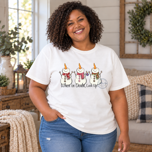 When in Doubt Look Up Shirt | Christian Christmas Comfort Colors Tee