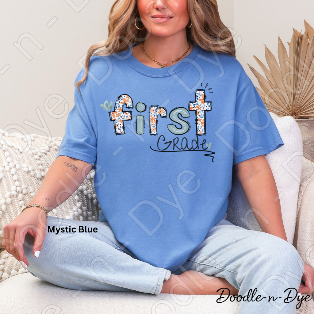 First Grade Teacher Shirt – Colorful Comfort Colors Classroom Tee - Teacher Appreciation Gift