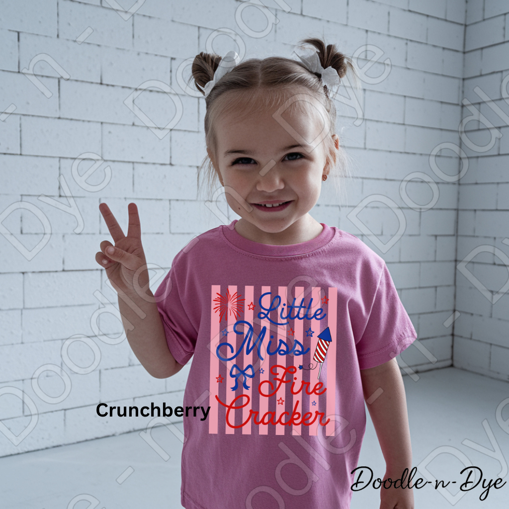 Youth 4th of July Comfort Colors Tee, Little Miss Firecracker Shirt, Patriotic Kids T Shirt, Red White & Blue Tee,