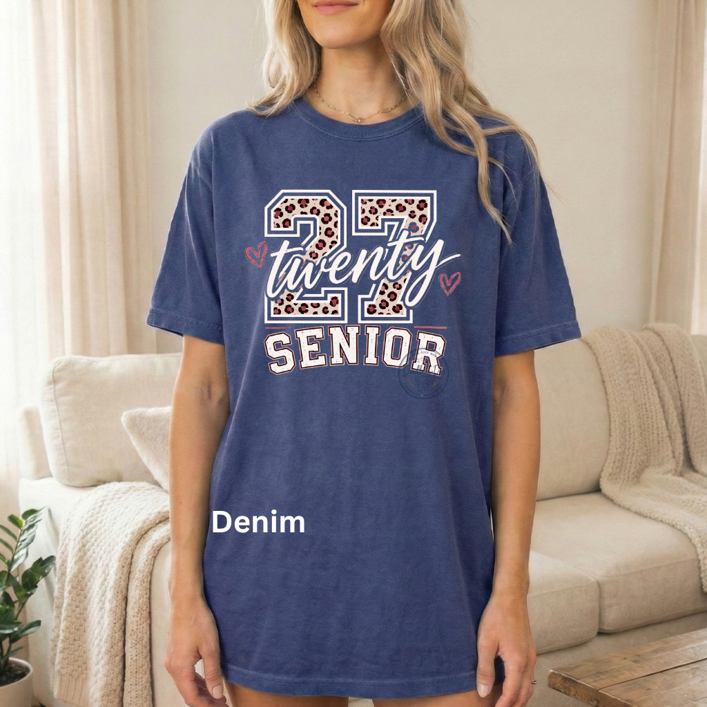 Senior 2027 Cheetah Print Shirt | Class of 2027 Comfort Colors® T-Shirt | Pink Senior Year Tee | Cute Graduation Shirt | Senior Gift for Her