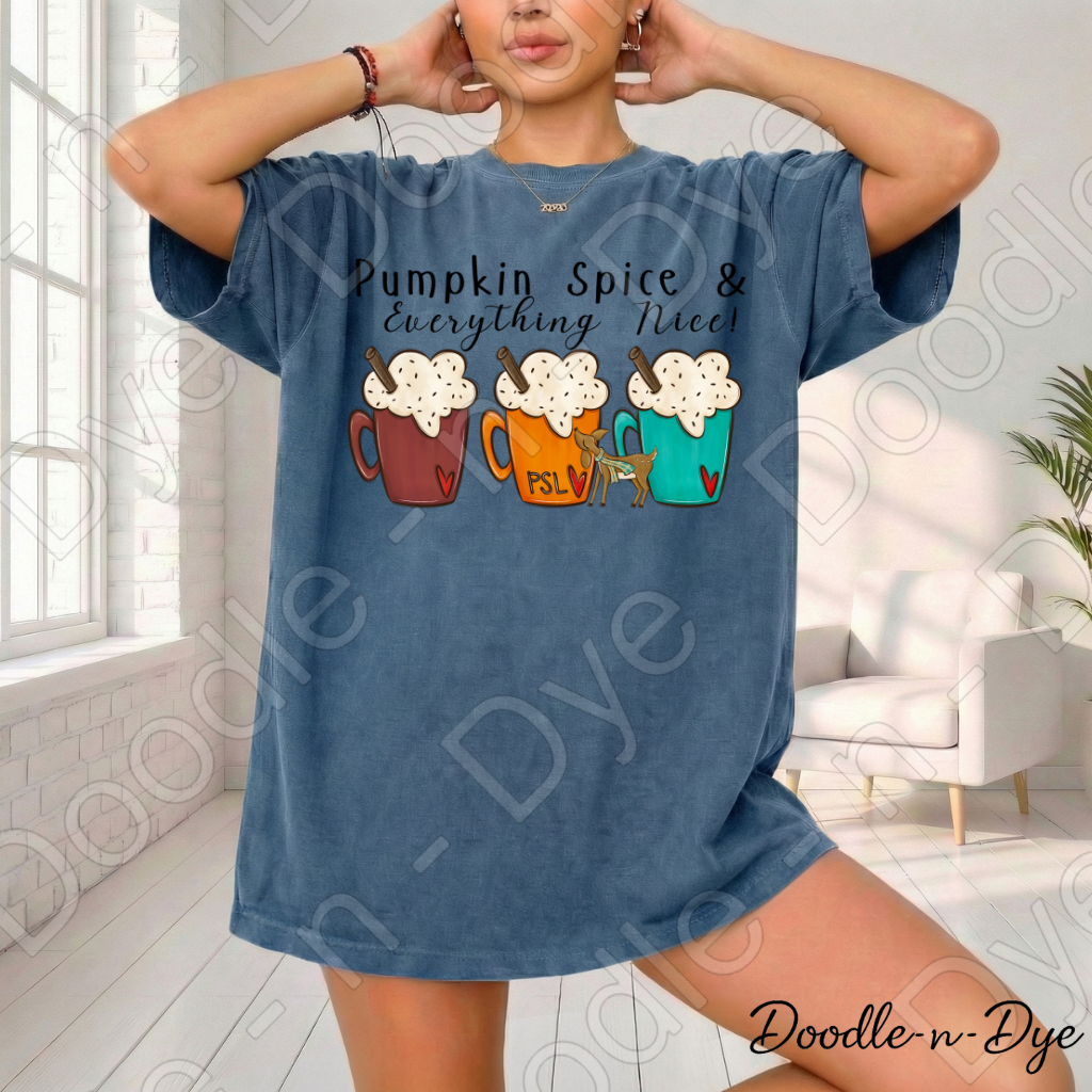 Pumpkin Spice & Everything Nice Shirt | Comfort Colors 1717 | PSL Fall Tee | Pumpkin Spice Latte Shirt | Cozy Autumn Graphic Tee