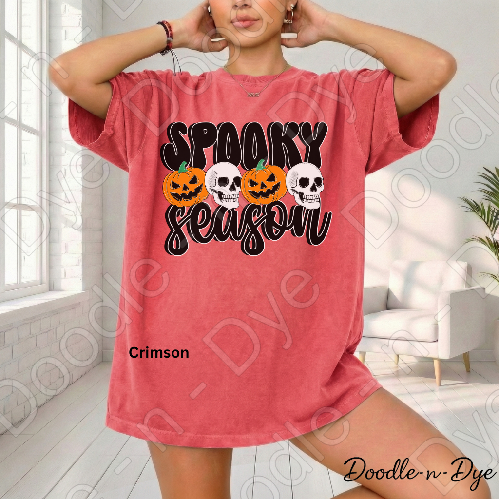 Spooky Season Shirt, Halloween Pumpkin Skull Tee, Comfort Colors Halloween Shirt, Cute Spooky Fall Graphic Tee, October Pumpkin Shirt