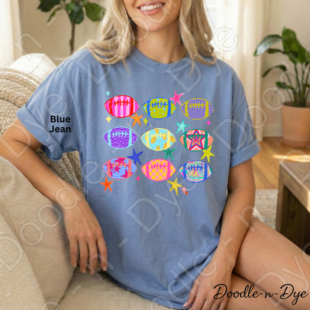 Colorful Football Shirt | Retro Game Day Comfort Colors Tee | Football Lover Graphic Shirt | Women's Football Season Tee | Comfort Colors Fall Football Tee