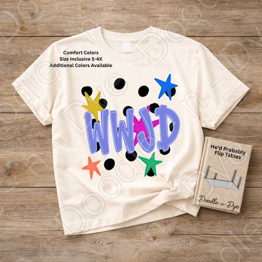 WWJD Shirt | Original Christian Comfort Colors Tee | What Would Jesus Do Graphic Shirt | Retro Faith Shirt | Colorful Christian Apparel
