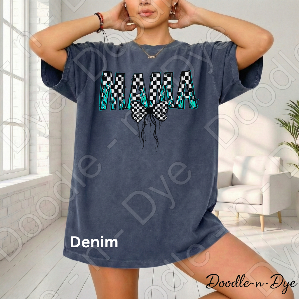 Mama Checkered Leopard Bow Shirt – Trendy Comfort Colors Mom Tee - Mother's Day Gift