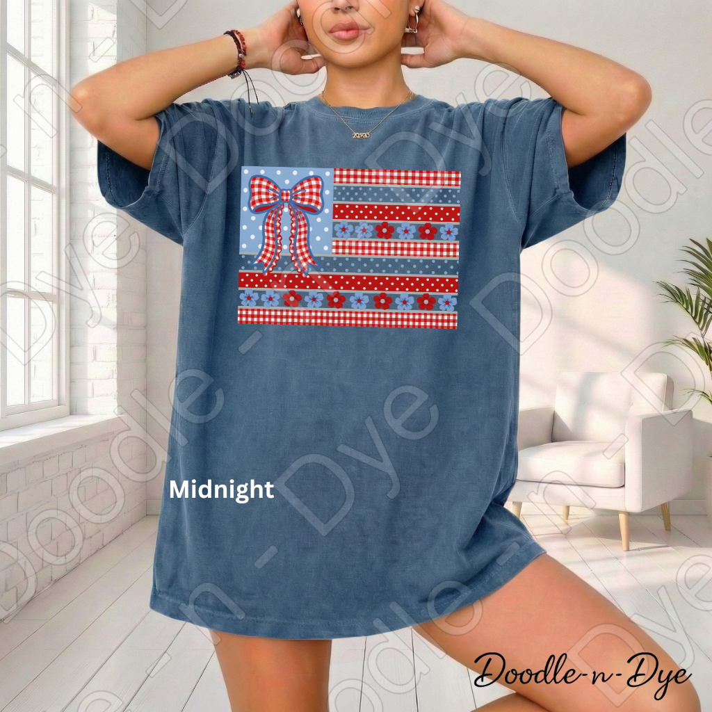 Patriotic Independence Day Comfort Colors Tee, Patchwork Quilt July 4th Shirt, Red White Blue 250th Anniversary T-Shirt