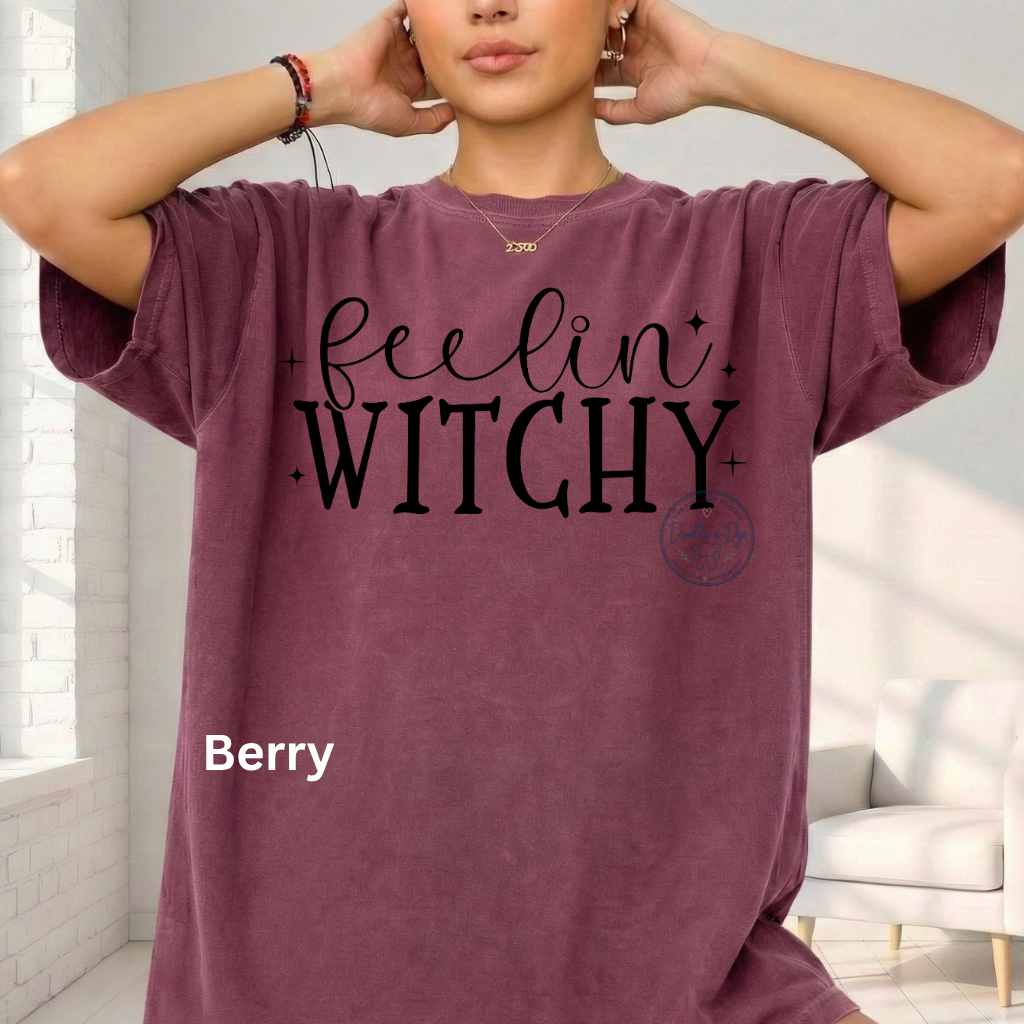 Feelin' Witchy Shirt | Comfort Colors® 1717 Halloween T-Shirt | Cute Fall Witch Graphic Tee | Spooky Season Shirt | Boutique Halloween Tee