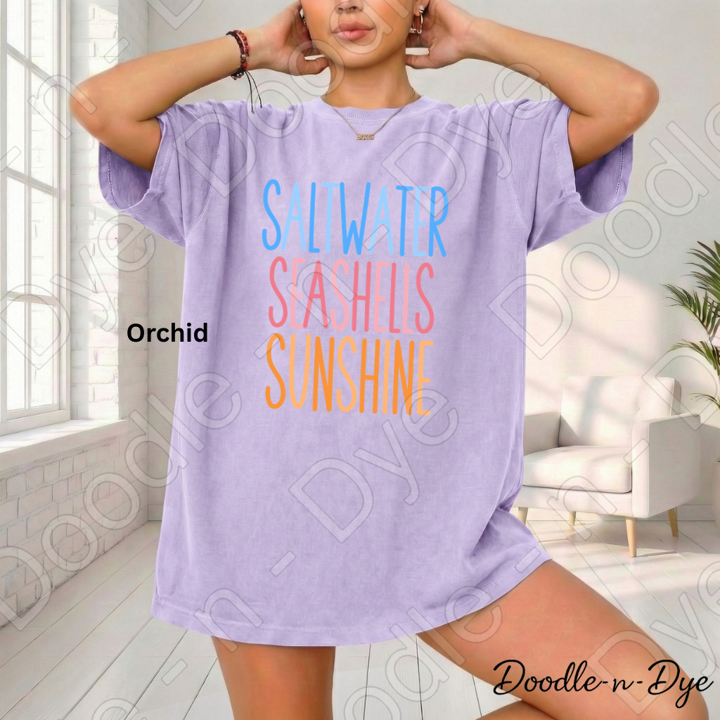 Saltwater Seashells Sunshine Shirt – Comfort Colors Beach Tee - Matching Family Tees