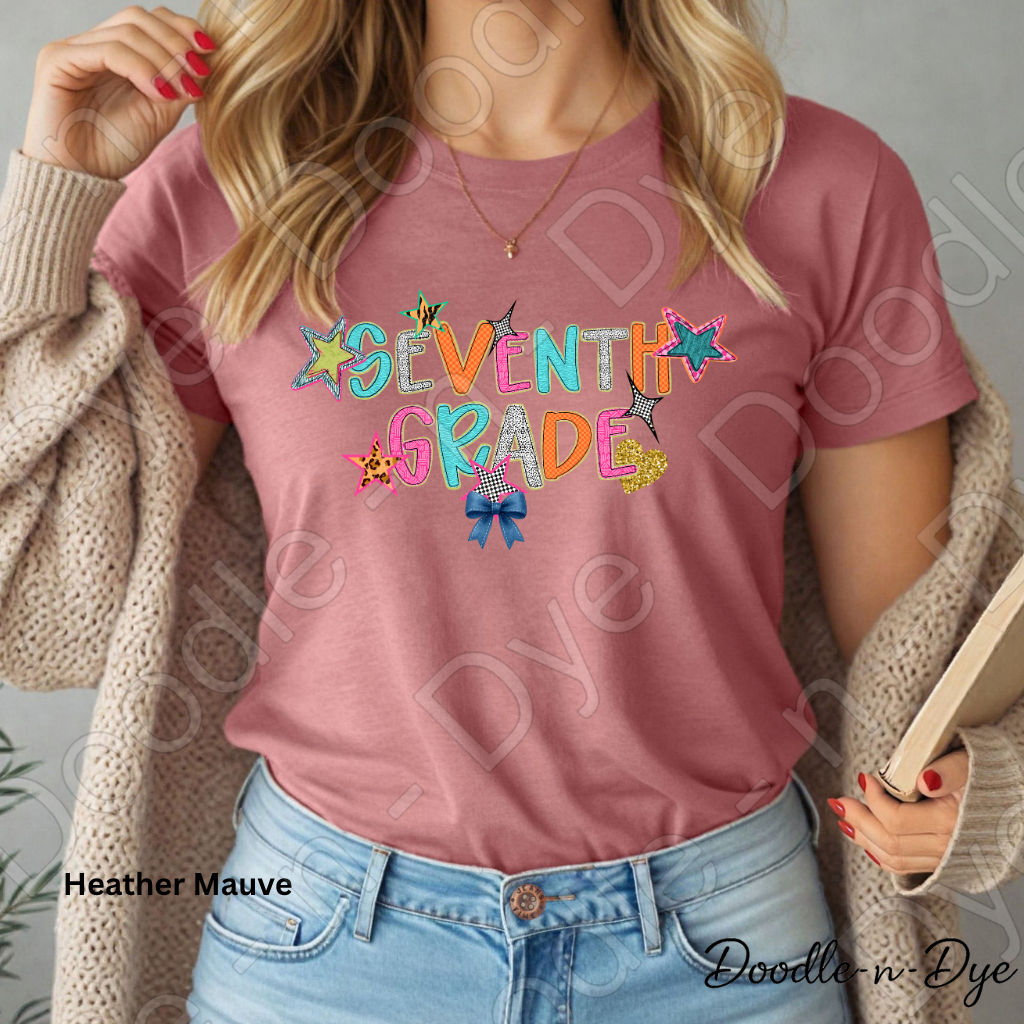 Seventh Grade Teacher Bella & Canvas Tee, Back to School Teacher & Student Tee, Meet‑the‑Teacher & Classroom Photos, Beginning of School Seventh Grade Teacher Shirt, Grade Level Gift for Teacher
