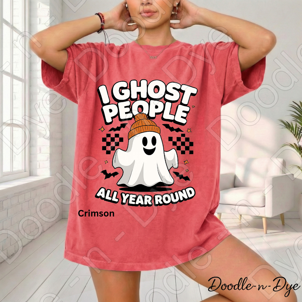 I Ghost People All Year Round Shirt, Funny Ghost Halloween Tee, Comfort Colors Ghost Shirt, Introvert Humor Shirt, Cute Spooky Season Tee, Ghost Lover Gift