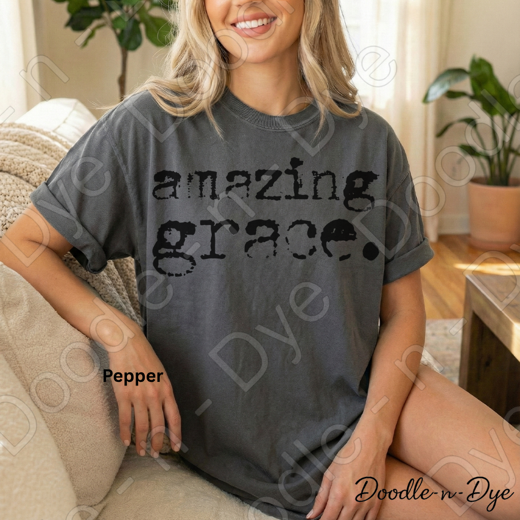 Christian Amazing Grace Shirt, Comfort Colors Vintage Faith-Based Tee, Christian Typography Typewrite T-Shirt