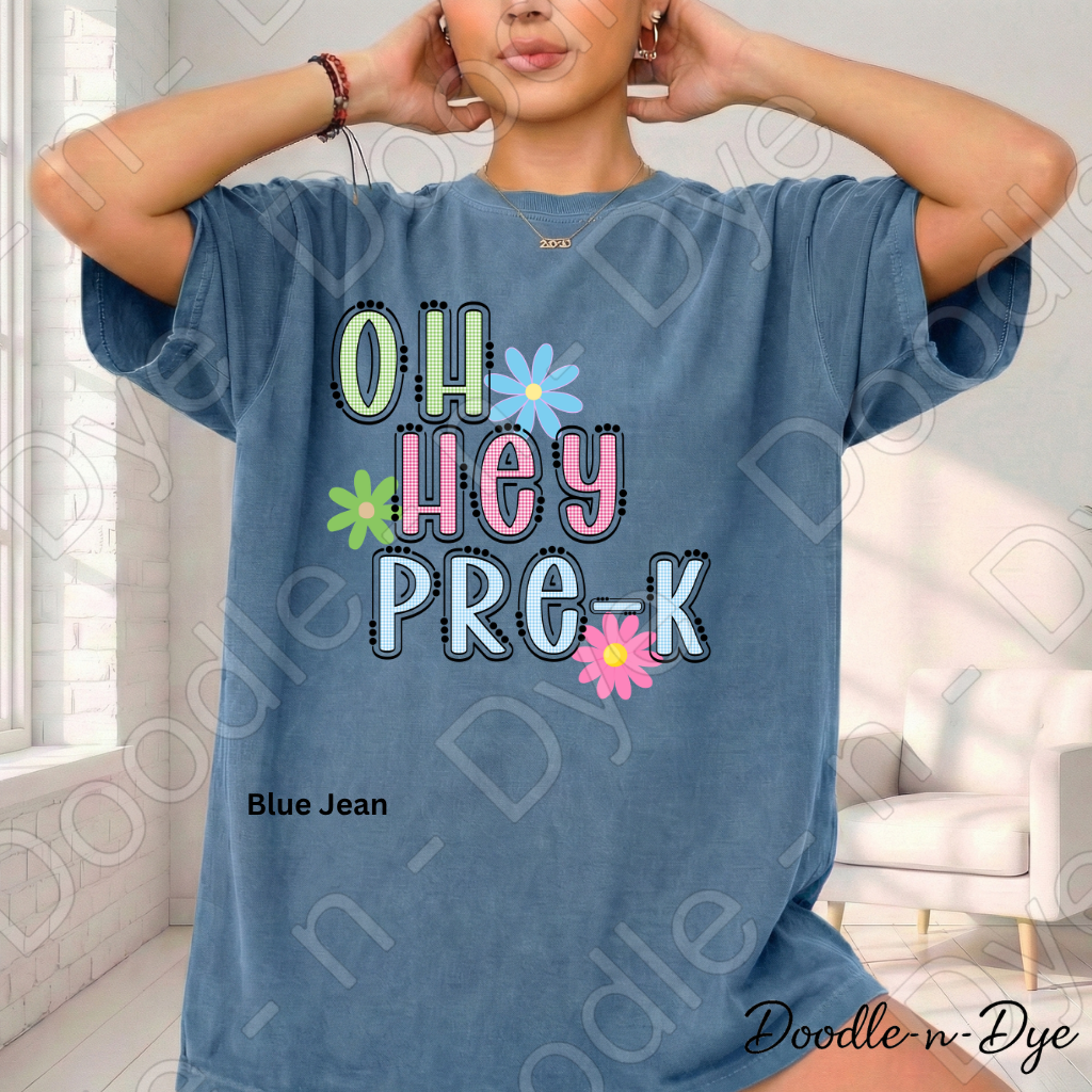 Pre-K Teacher Shirt, Pre-K Comfort Colors Teacher Tee, Doodle-n-Dye Original Design, Grade Level Pre-K Teacher Shirt, Preschool Teacher Gift, Back to School Teacher Tee