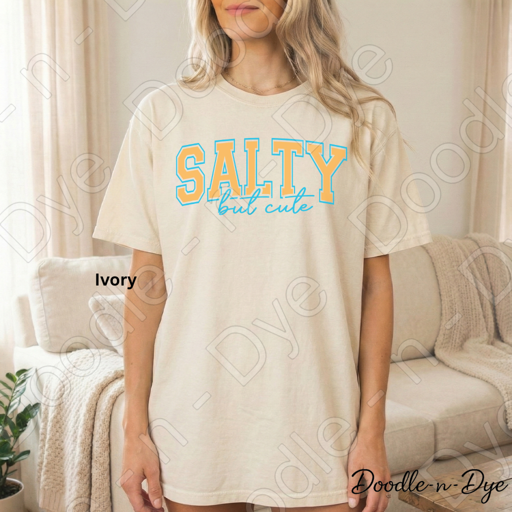 Salty But Cute Shirt – Bright Comfort Colors Summer Tee - Beach Vacation T-Shirt