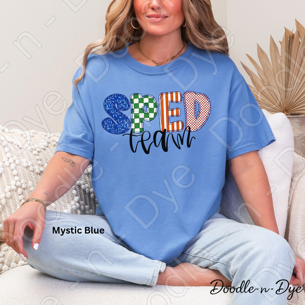 SPED Team Shirt | Special Education Teacher Shirt | Back to School Comfort Colors 1717 | SPED Teacher Tee | Original Doodle-n-Dye Design | Grade Level SPED Team Shirt