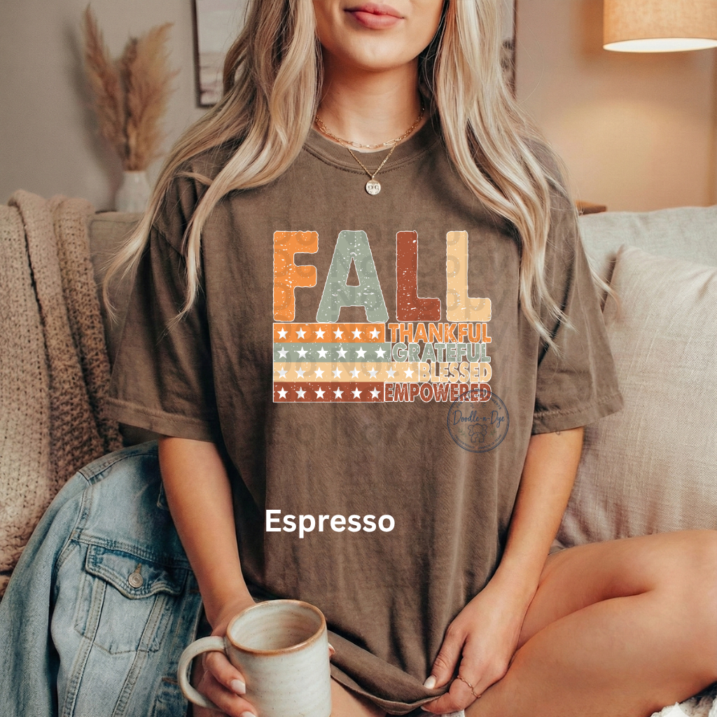 Fall Thankful Grateful Blessed Shirt | Autumn Graphic Tee | Thanksgiving Empowerment Shirt | Comfort Colors® 1717 Fall T-Shirt | Inspirational Fall Tee