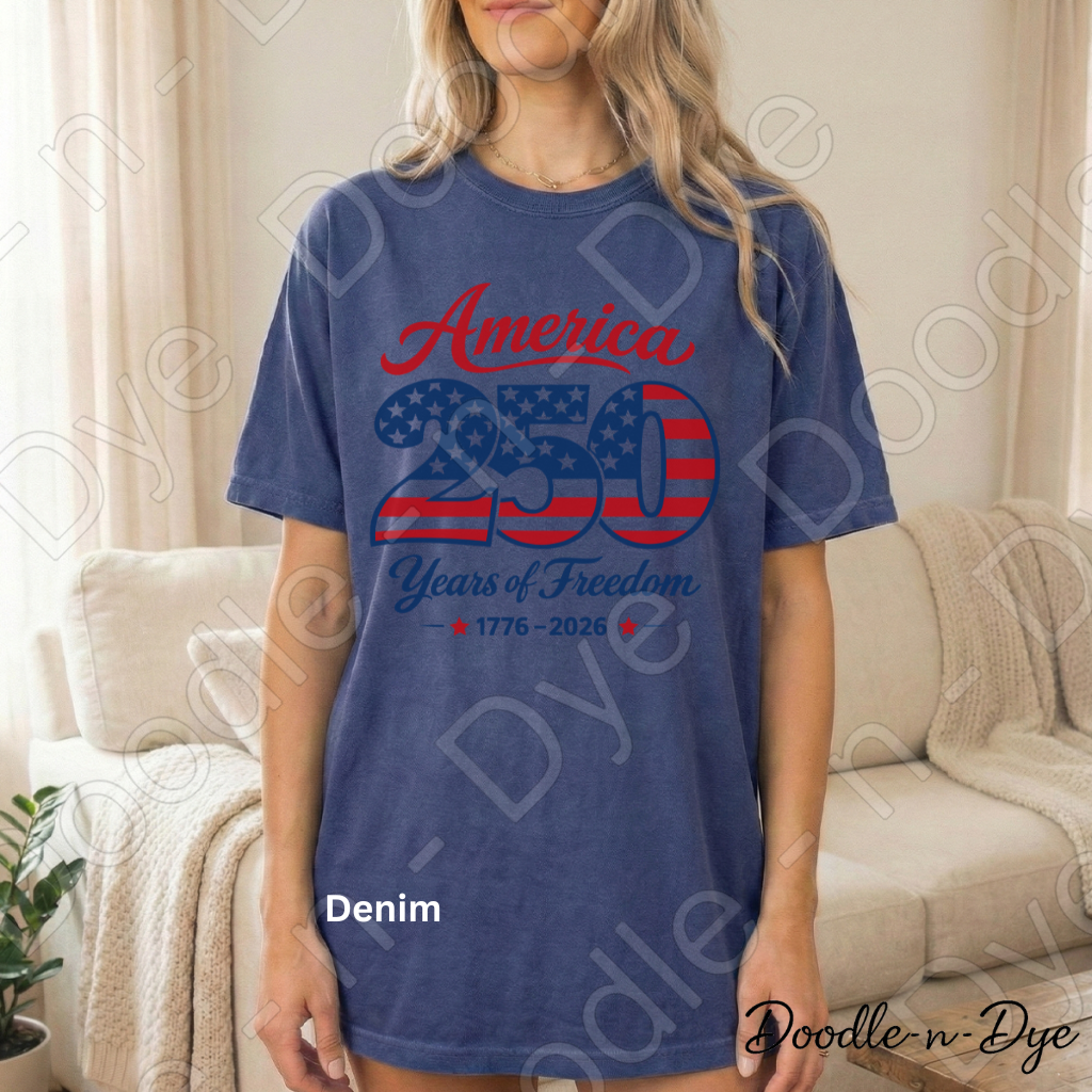 Patriotic July 4th Comfort Colors Tee, 250 Year of Freedom Shirt, 250th America Anniversary T-Shirt