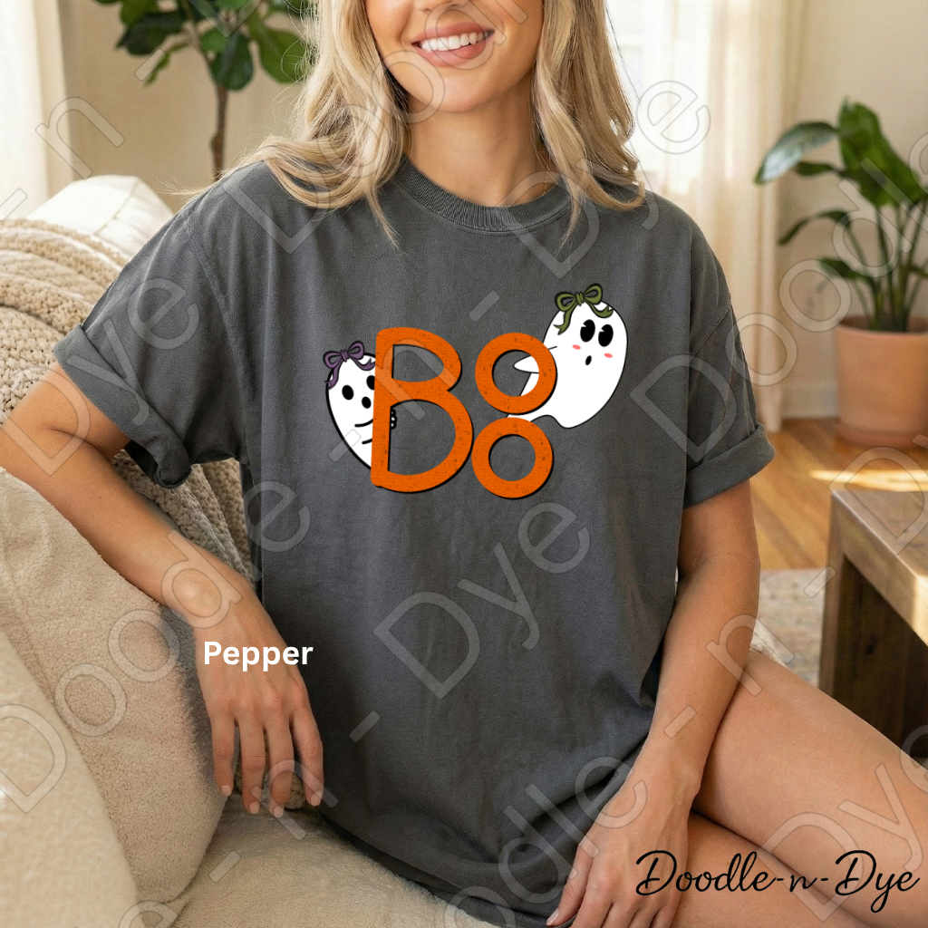 BOO Ghost Halloween Shirt, Cute Ghost Tee, Doodle-n-Dye Original, Comfort Colors 1717, Spooky Season Shirt, Fall Halloween Graphic Tee